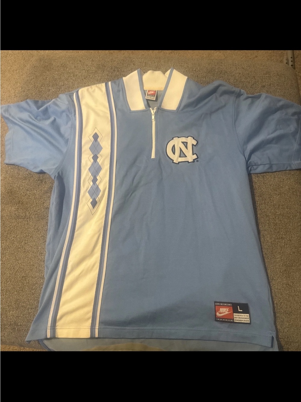 Nike Men’s Carolina Blue and White Quarter-Zip Polo